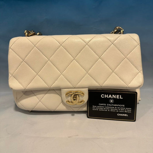 Chanel Quilted Flap Bag Ivory Shoulder Bag