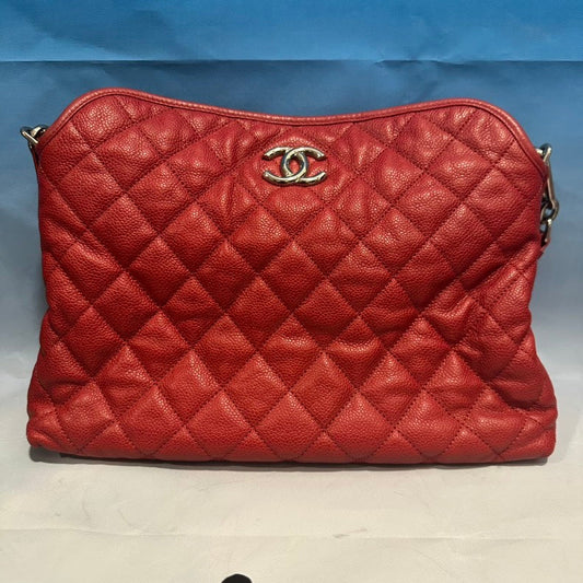 Chanel Quilted Red Leather Shoulder Bag
