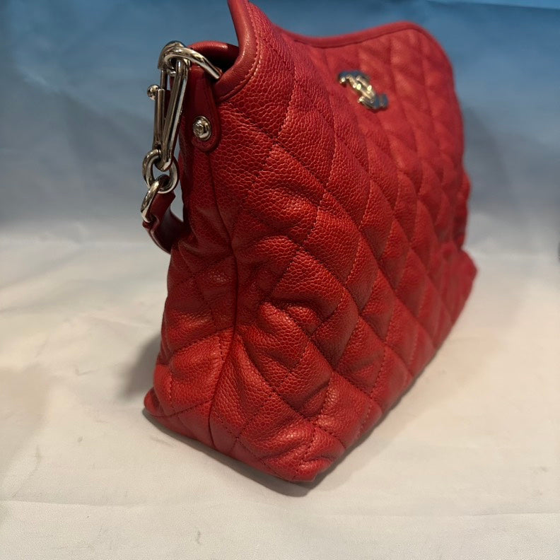 Chanel Quilted Red Leather Shoulder Bag
