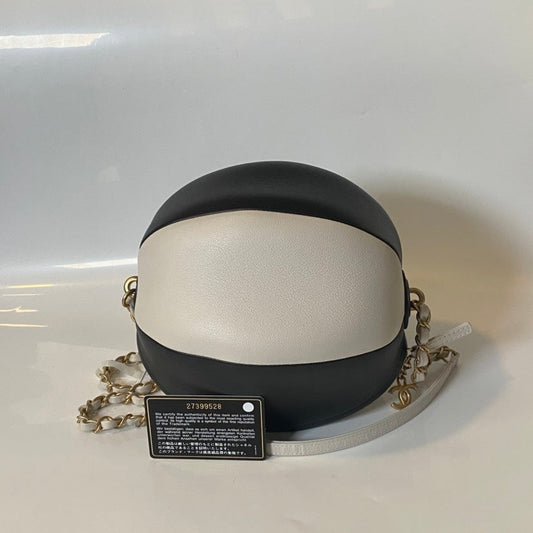 Chanel Black & White Lambskin Moon Evening Bag