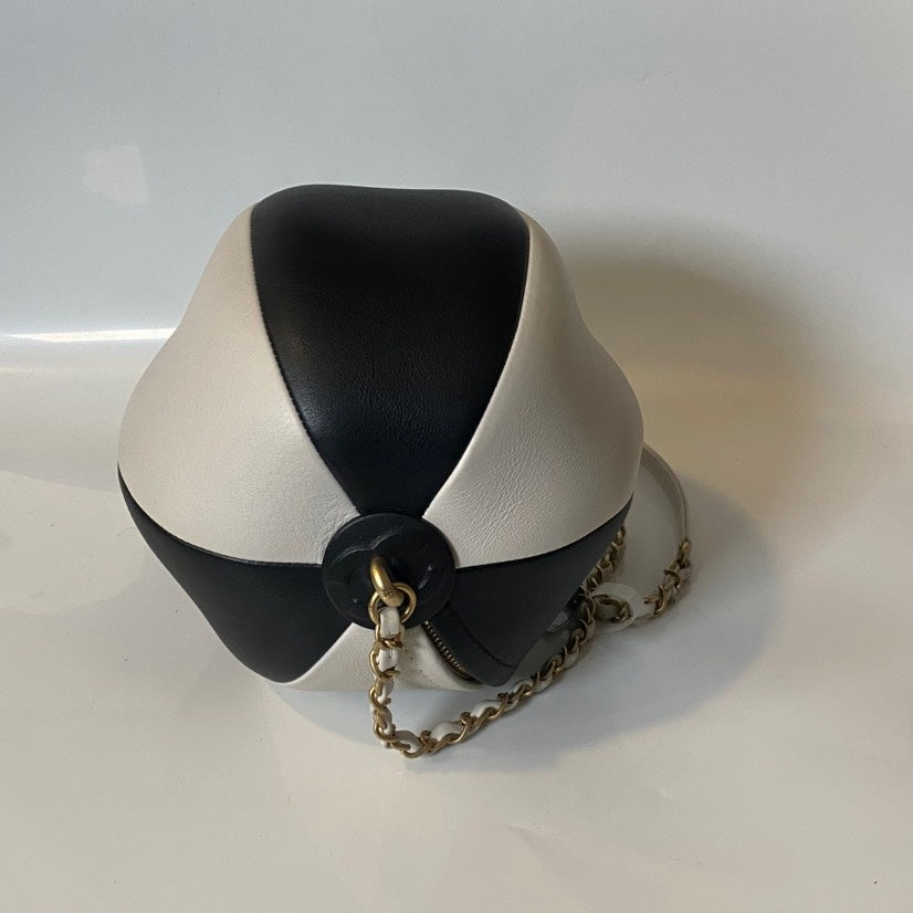 Chanel Black & White Lambskin Moon Evening Bag