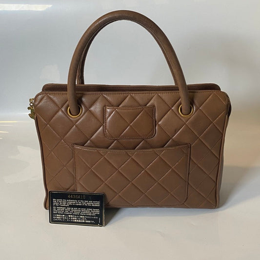 Chanel Quilted Leather Tan Top Handle Bag