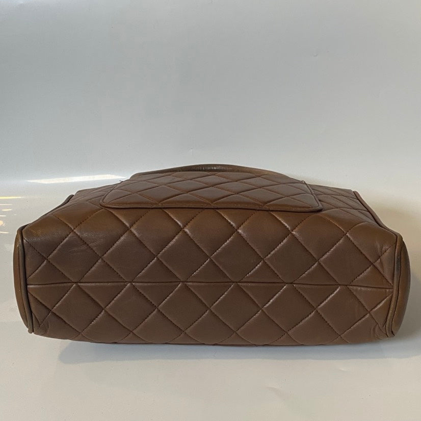 Chanel Quilted Leather Tan Top Handle Bag