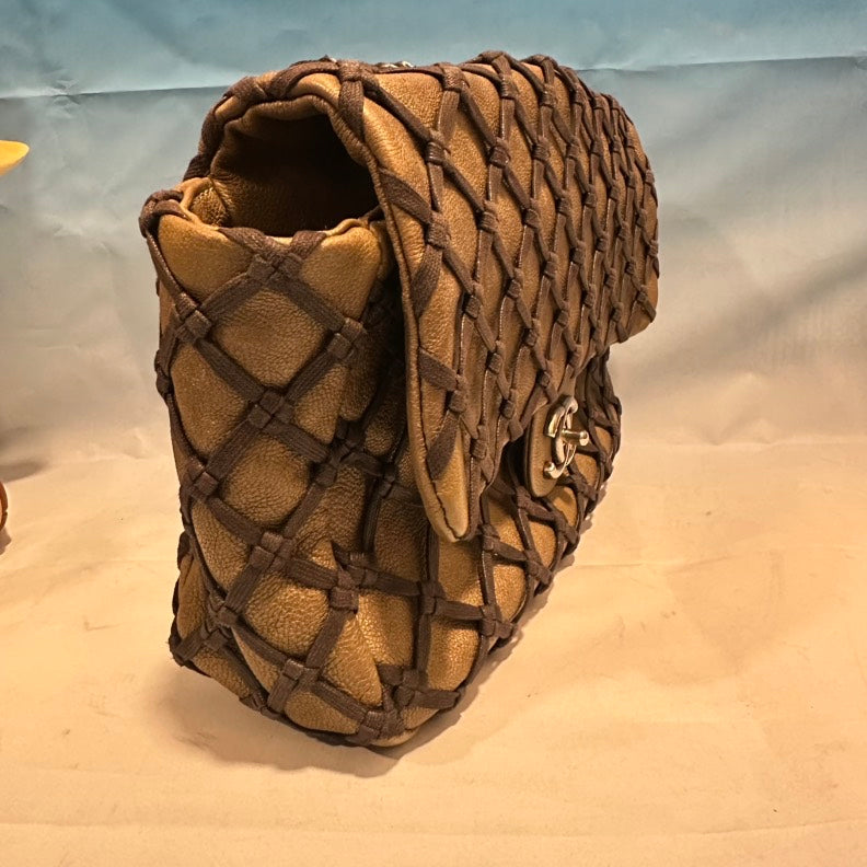 Chanel Vintage Quilted Gold Leather Shoulder Bag