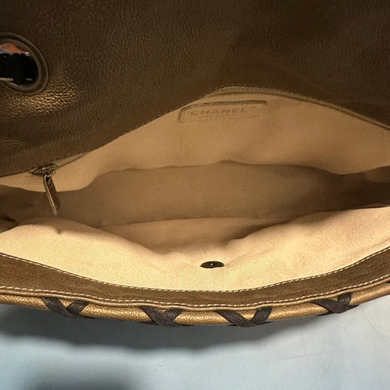 Chanel Vintage Quilted Gold Leather Shoulder Bag
