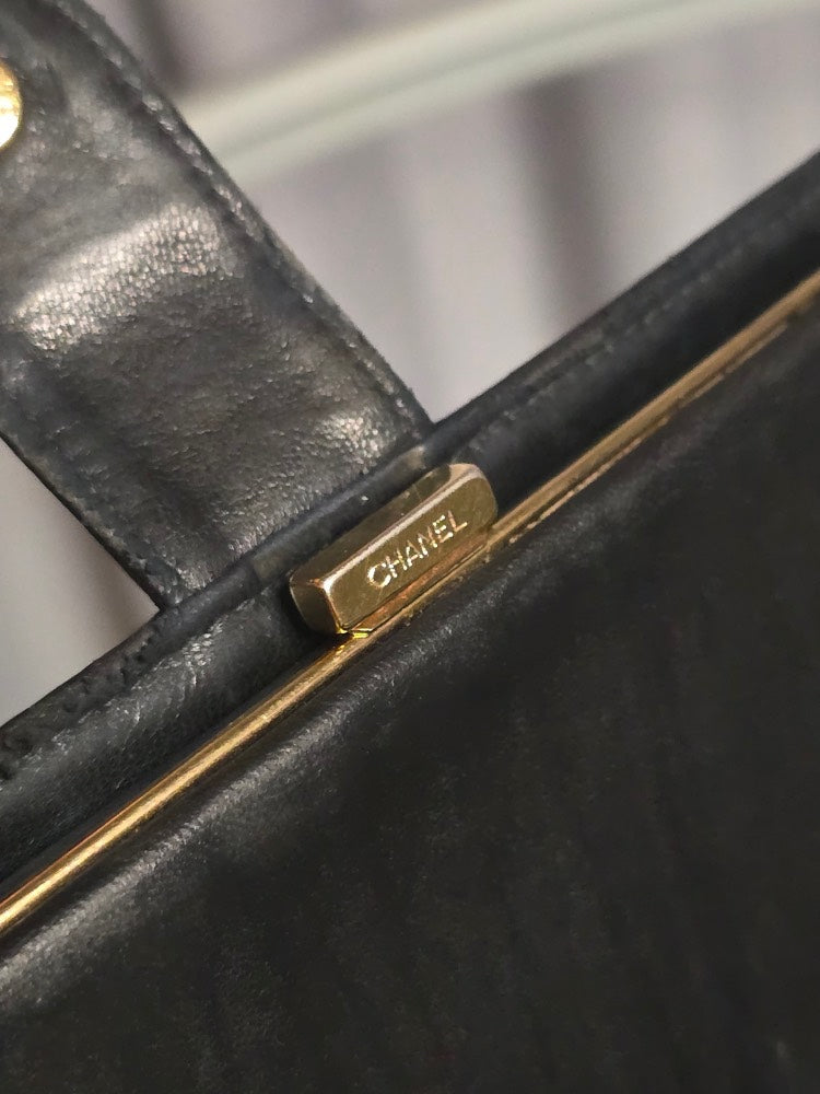 Chanel Caviar Bifold Wallet Black Leather
