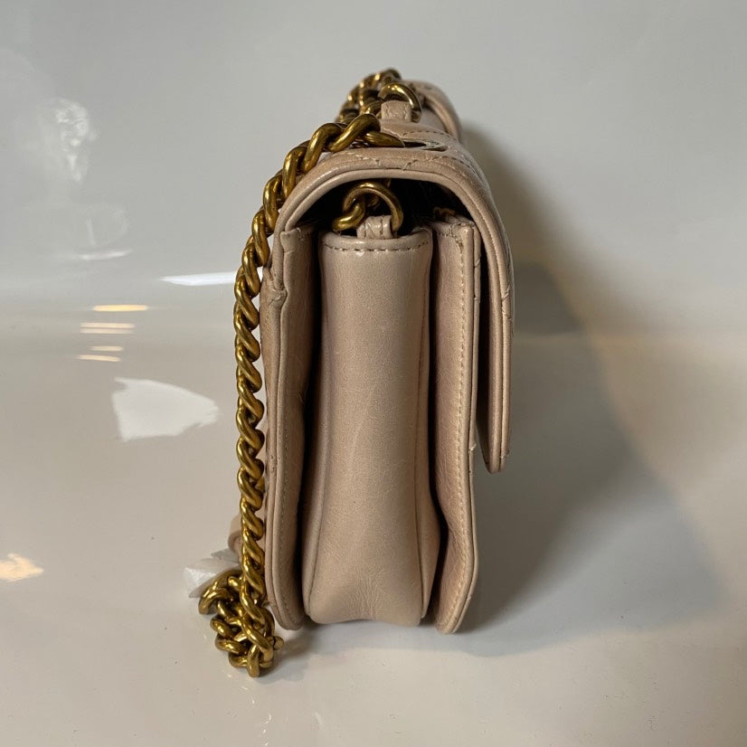 Chanel Beige Quilted Oil Wax Bag - Classic Flap Shoulder Bag