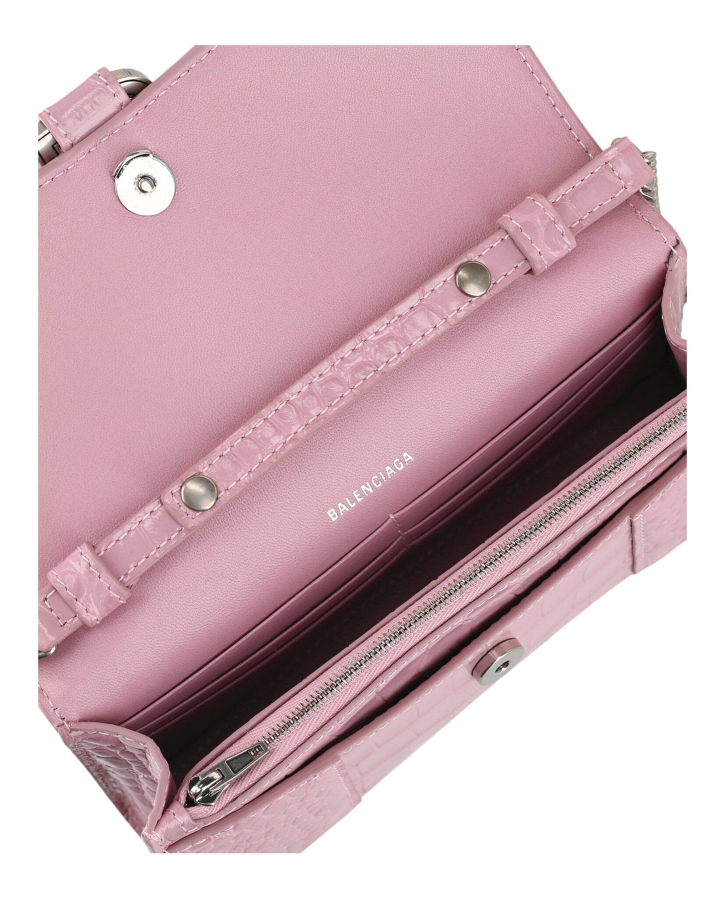 Balenciaga Croc Embossed Hourglass Wallet On Chain Womens 6560501-LR6Y-6904