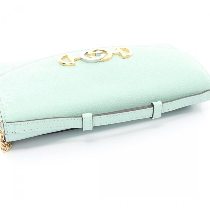 Gucci Zumi Handbag Leather Turquoise Blue 2way
