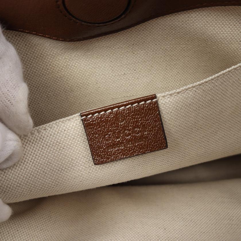Gucci Horsebit GG Canvas Handbag Tote Bag Canvas Leather Beige Brown 868608