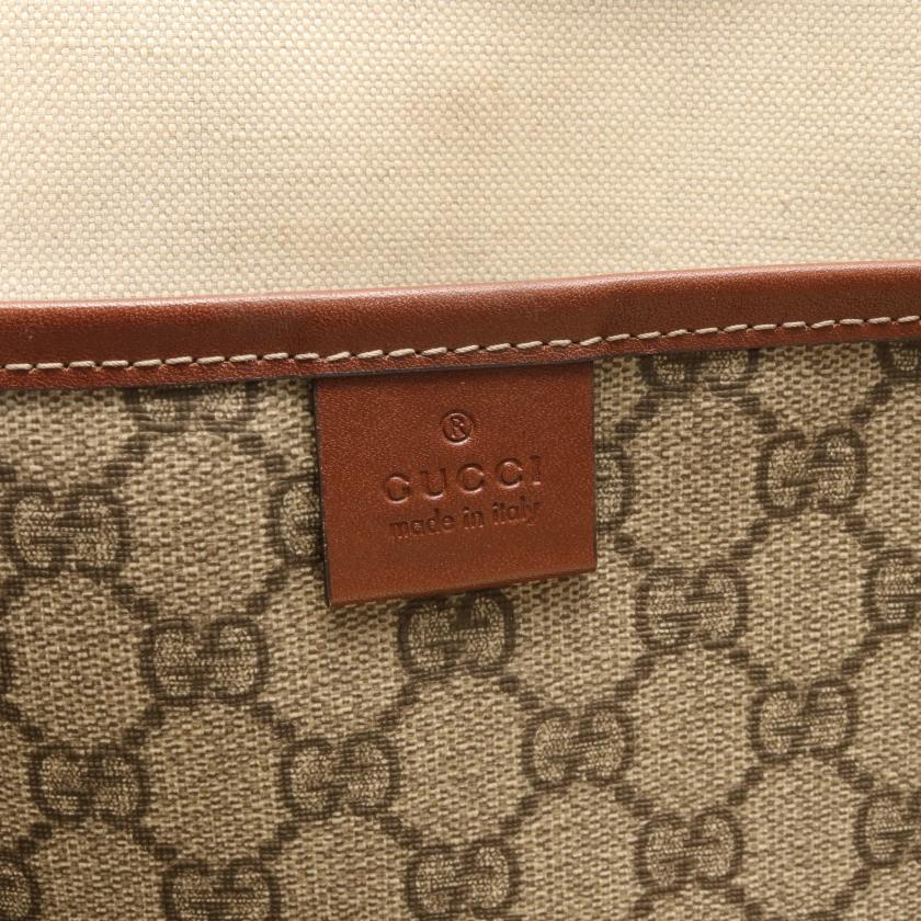Gucci GG Supreme Sherry Line Handbag Tote Bag Pvc Leather Beige Brown Multicolor 880200