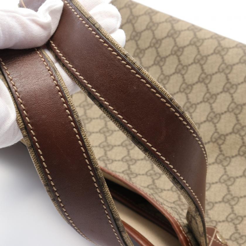 Gucci GG Supreme Sherry Line Handbag Tote Bag Pvc Leather Beige Brown Multicolor 880200