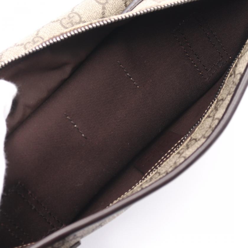 Gucci GG Supreme Shoulder Bag Tote Bag PVC Leather Beige Dark Brown 881530