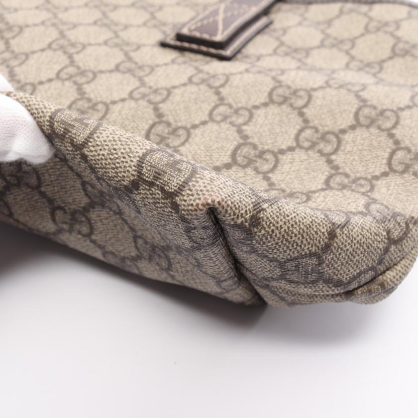 Gucci GG Supreme Shoulder Bag Tote Bag PVC Leather Beige Dark Brown 881530
