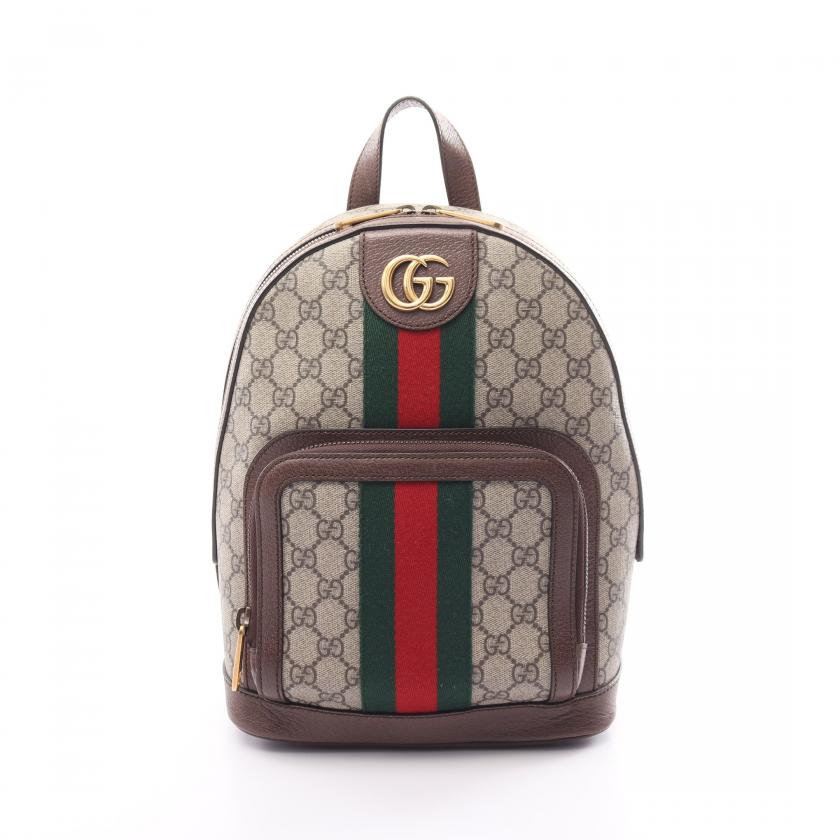 Gucci Ophidia GG Supreme Backpack Rucksack PVC Leather Beige Multicolor 881540