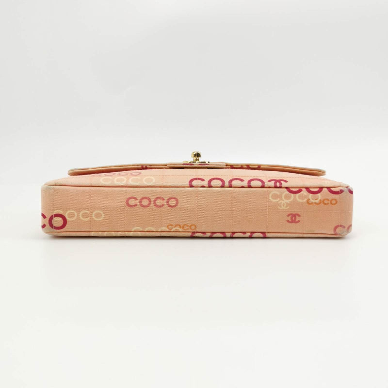 Chanel East West Pink Denim Coco Print Chocolate Bar Shoulder Bag