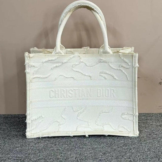Christian Dior Book Tote Bag White Canvas, Large Size