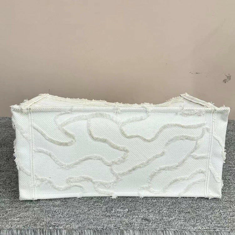 Christian Dior Book Tote Bag White Canvas, Large Size