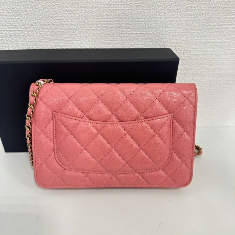 Chanel Caviar Leather Wallet on Chain Pink Medium Crossbody Bag