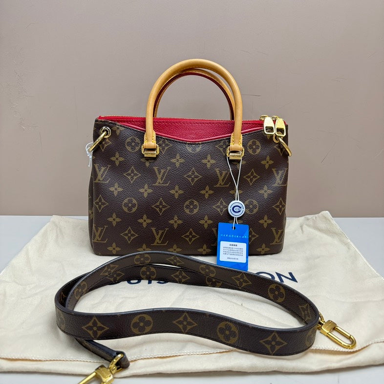 Louis Vuitton Monogram Pallas 2way Bag Red Brown Shoulder Bag