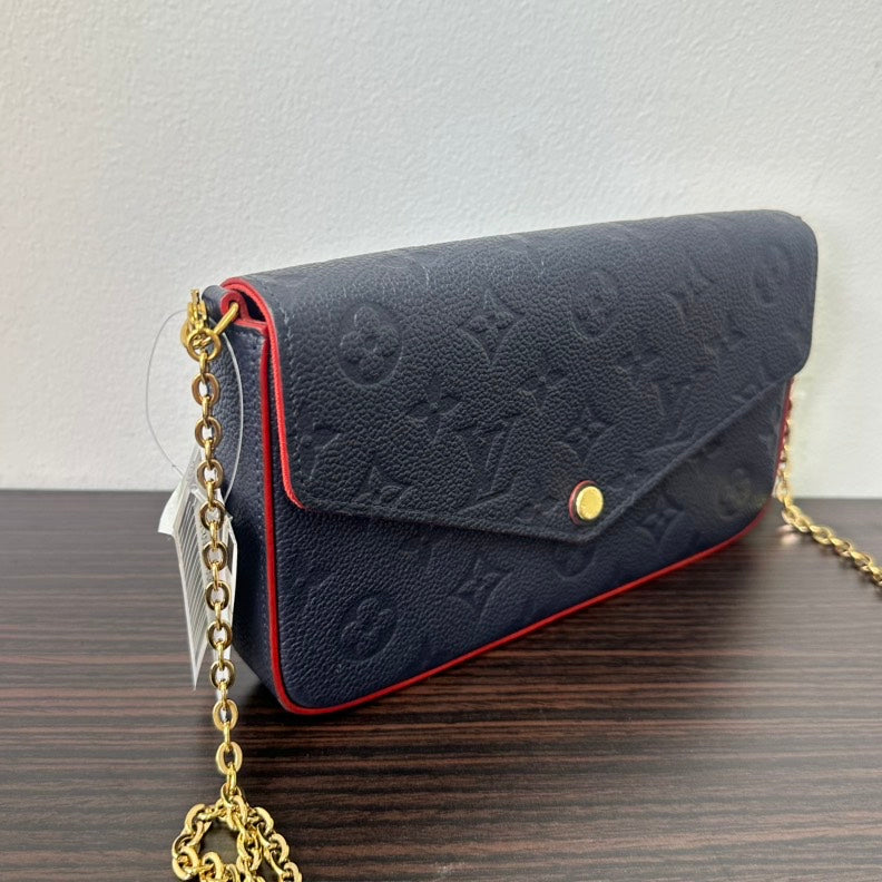 Louis Vuitton Monogram Empreinte Pochette Felicie Navy Leather Crossbody Bag