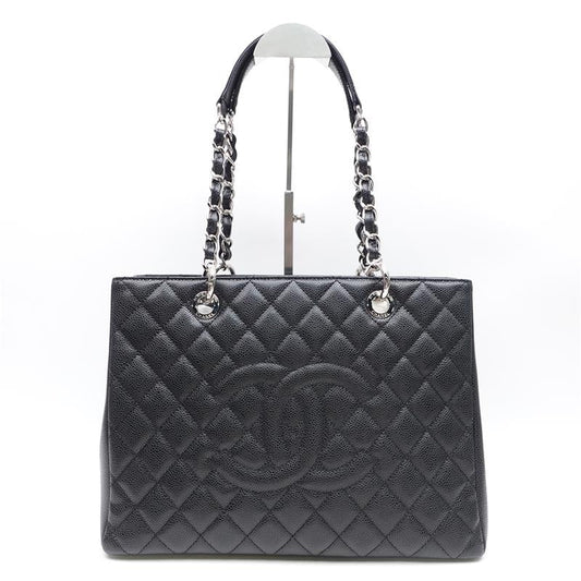Chanel GST Black Silver Calfskin Quilted Shoulder Bag