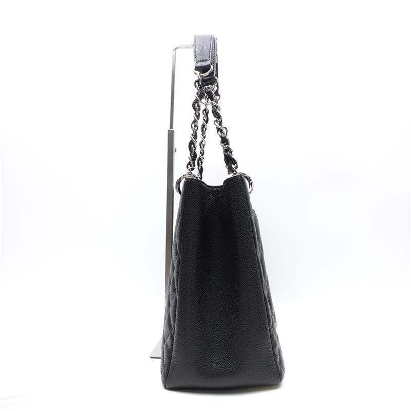 Chanel GST Black Silver Calfskin Quilted Shoulder Bag