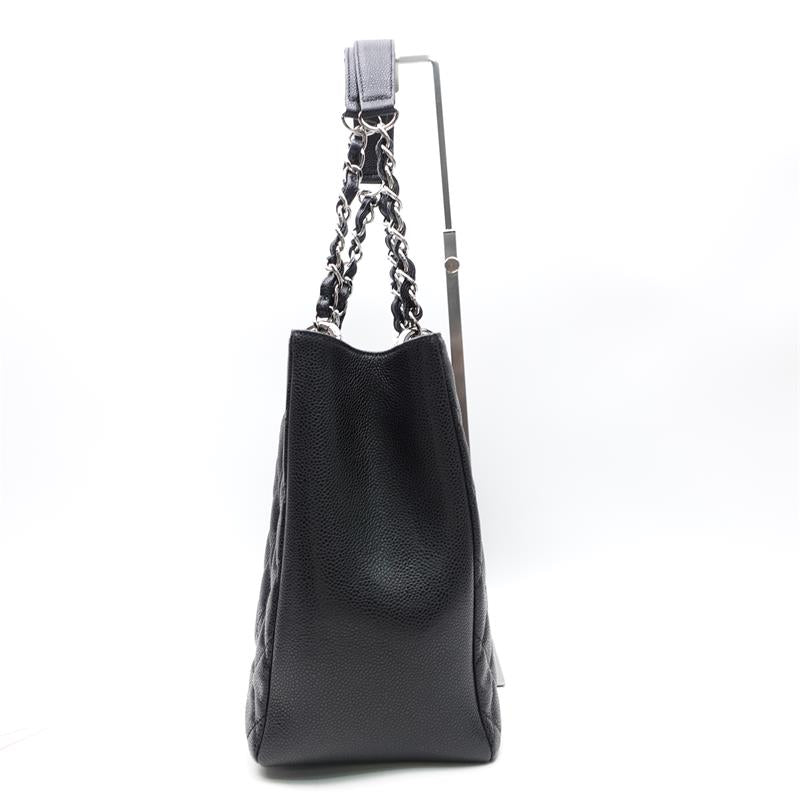 Chanel GST Black Silver Calfskin Quilted Shoulder Bag