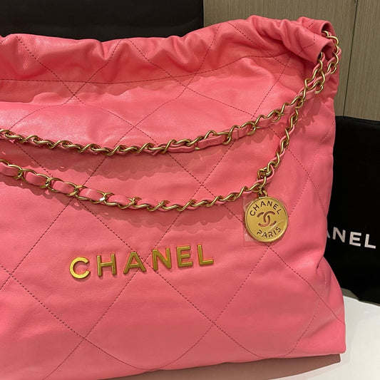 Chanel  Bag Small Pink Leather Shoulder Bag Microchip #