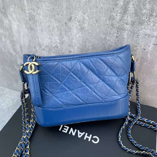 Chanel Gabrielle Hobo Blue Quilted Calfskin Bag Medium