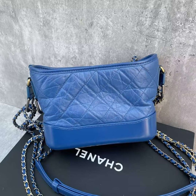 Chanel Gabrielle Hobo Blue Quilted Calfskin Bag Medium