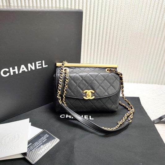 Chanel  Black Lambskin Shoulder Bag  Fullset