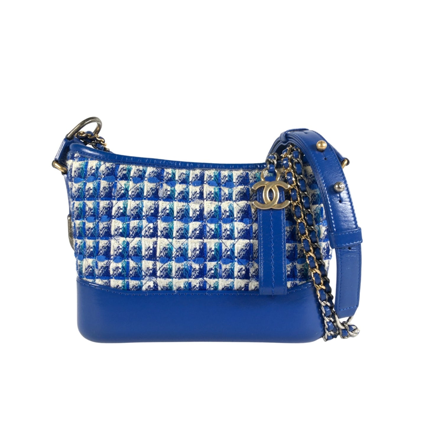 Chanel Gabrielle Small Blue Tweed Hobo Bag