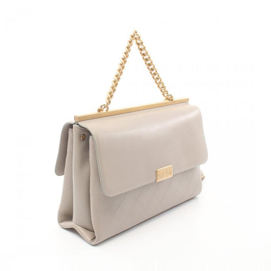 Chanel Matelasse  Rue Cambon Chain Shoulder Bag Gray Lambskin Gold Hardware WAY