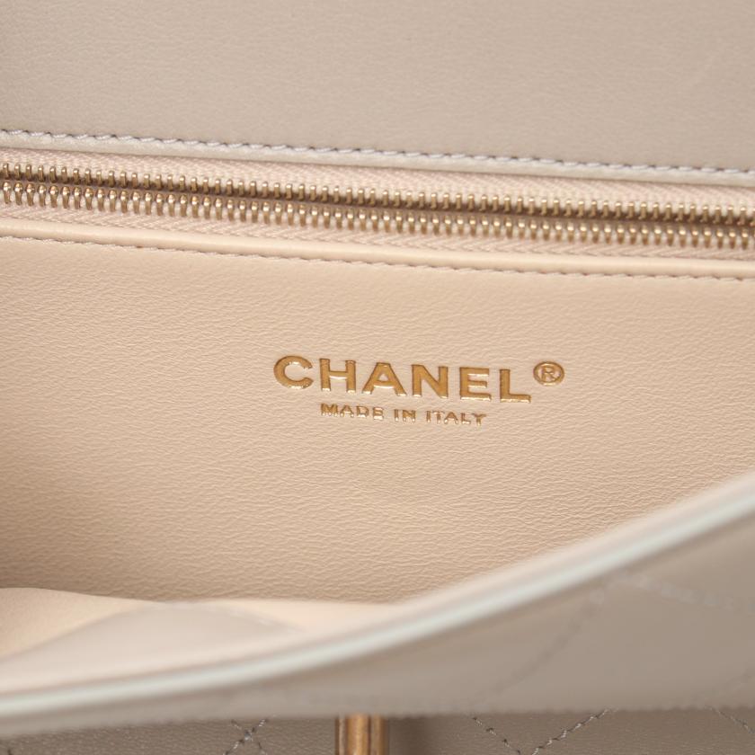 Chanel Matelasse  Rue Cambon Chain Shoulder Bag Gray Lambskin Gold Hardware WAY