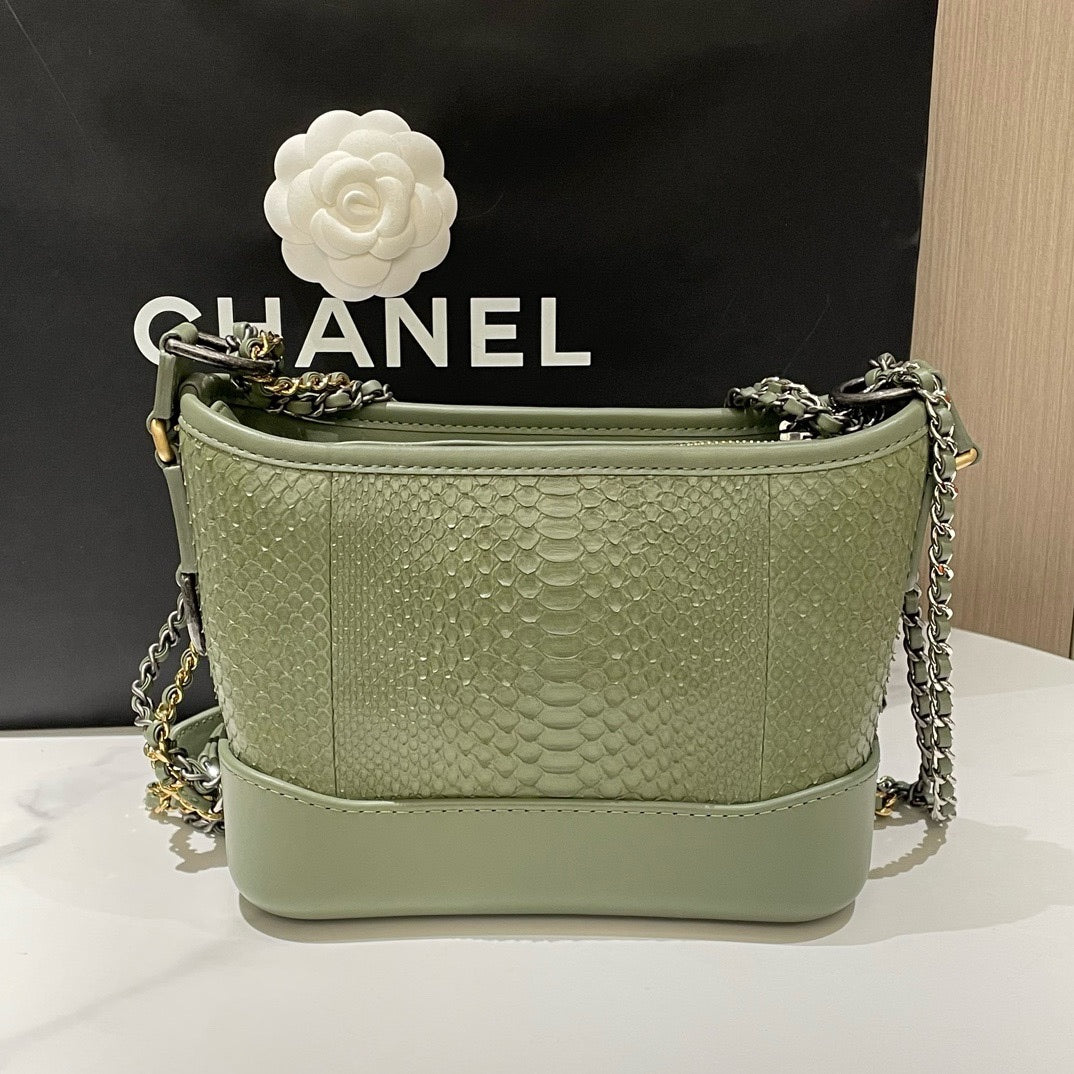 Chanel Gabrielle Small Green Snakeskin Shoulder Bag