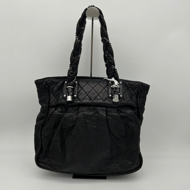 Chanel Black Leather Quilted Shoulder Bag Large Size