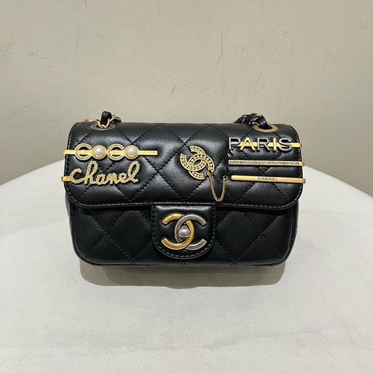 Chanel Coco Badge Limited Edition Black Quilted Leather Shoulder Bag