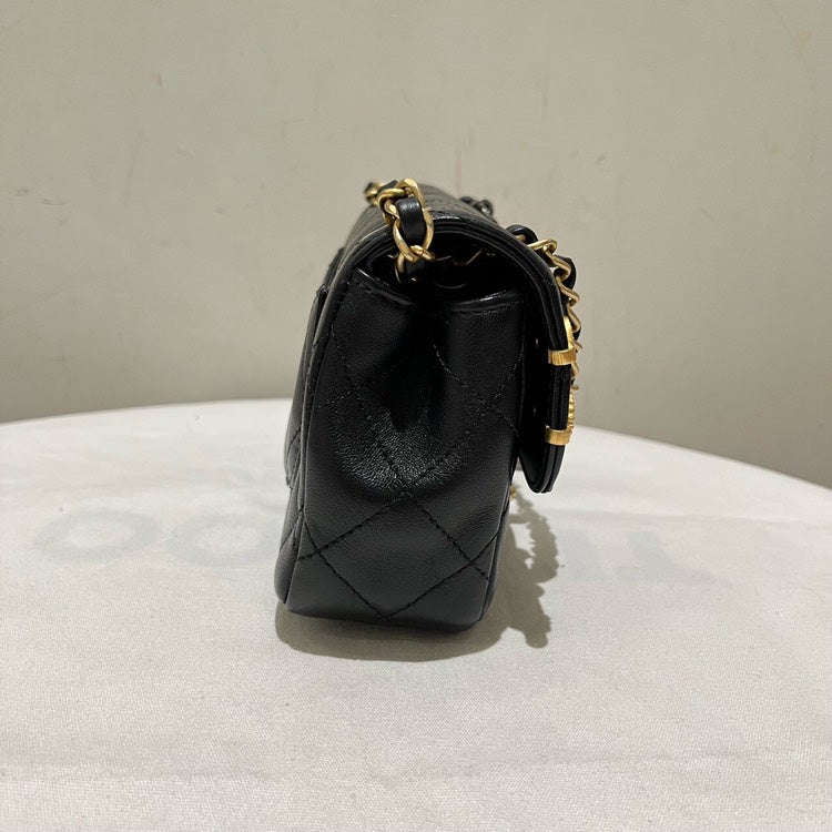 Chanel Coco Badge Limited Edition Black Quilted Leather Shoulder Bag