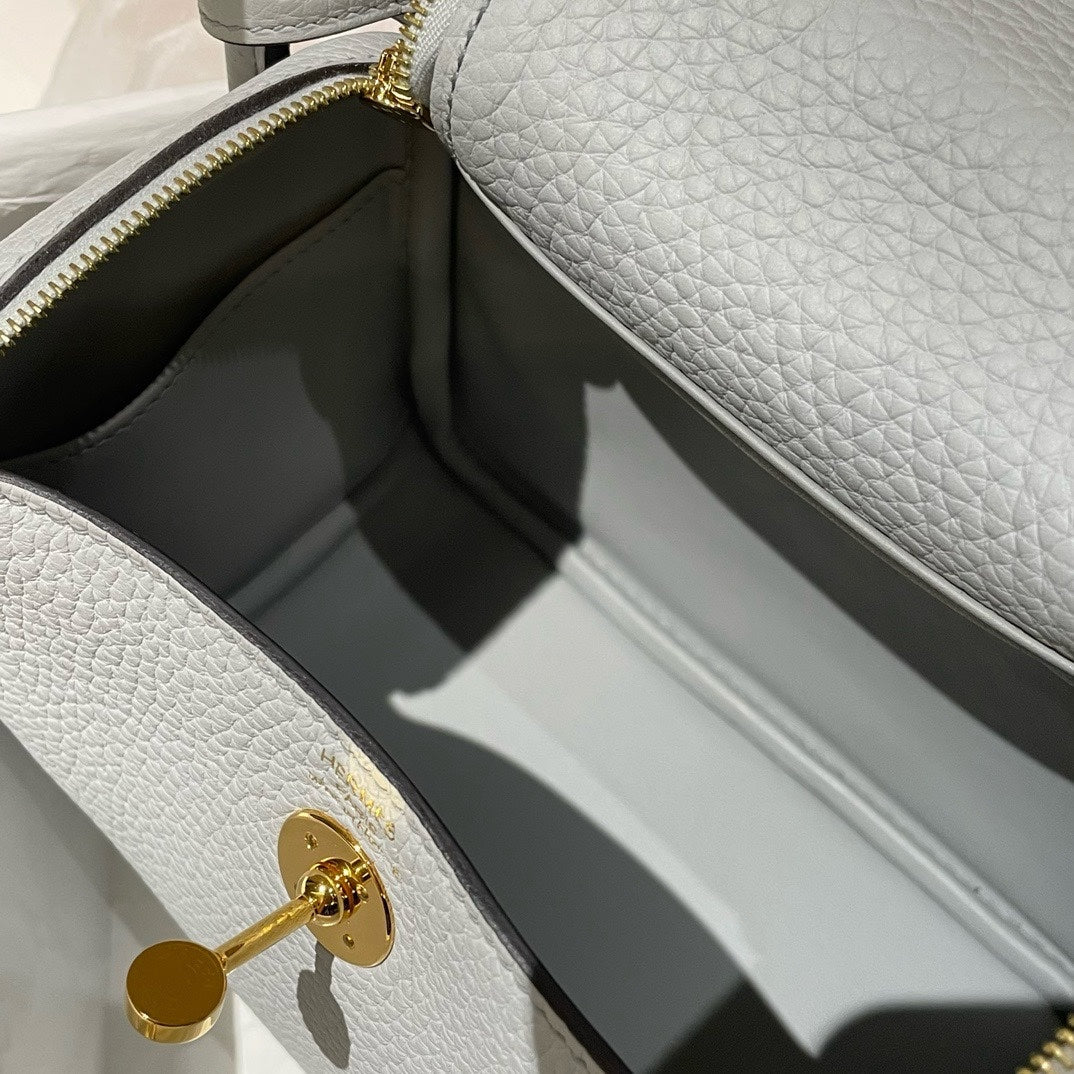 Hermes Mini Lindy Clemence Leather T0 Blue Brume Mini Bag - 99% New