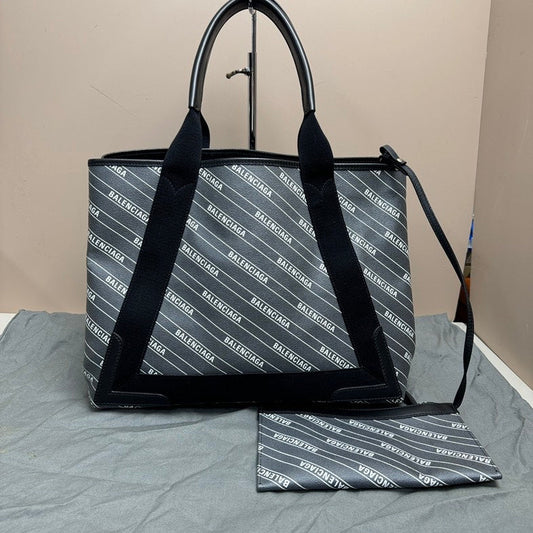 Balenciaga Canvas Leather Tote Bag Black Large