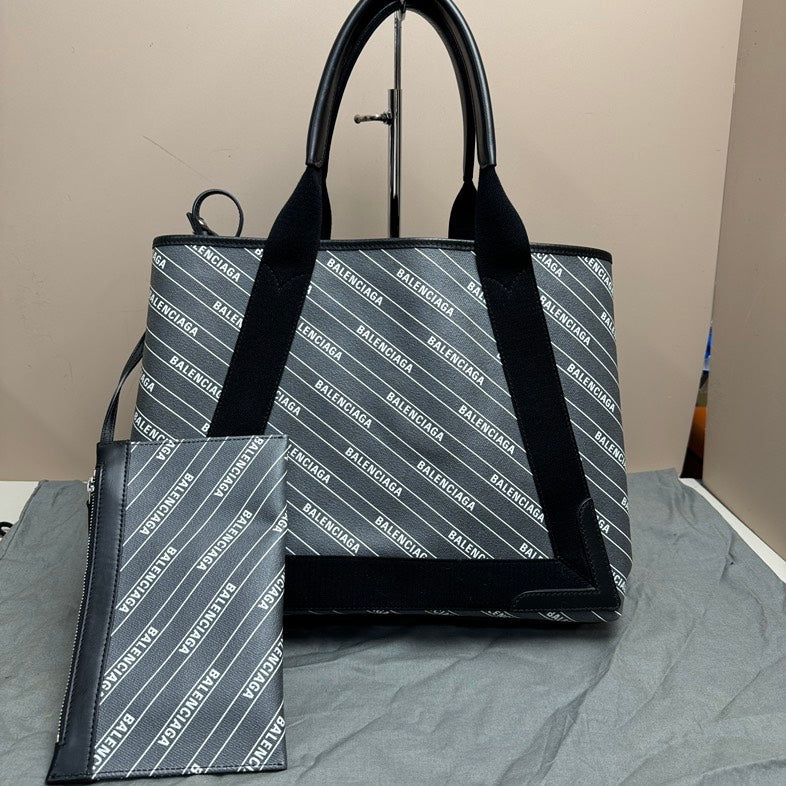 Balenciaga Canvas Leather Tote Bag Black Large