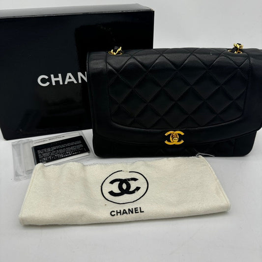 Chanel Black Quilted Leather Shoulder Bag Medium Size