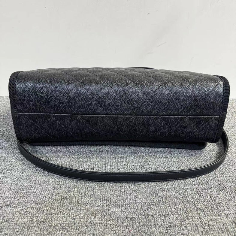 Chanel Black Caviar Leather Quilted Flap Shoulder Bag