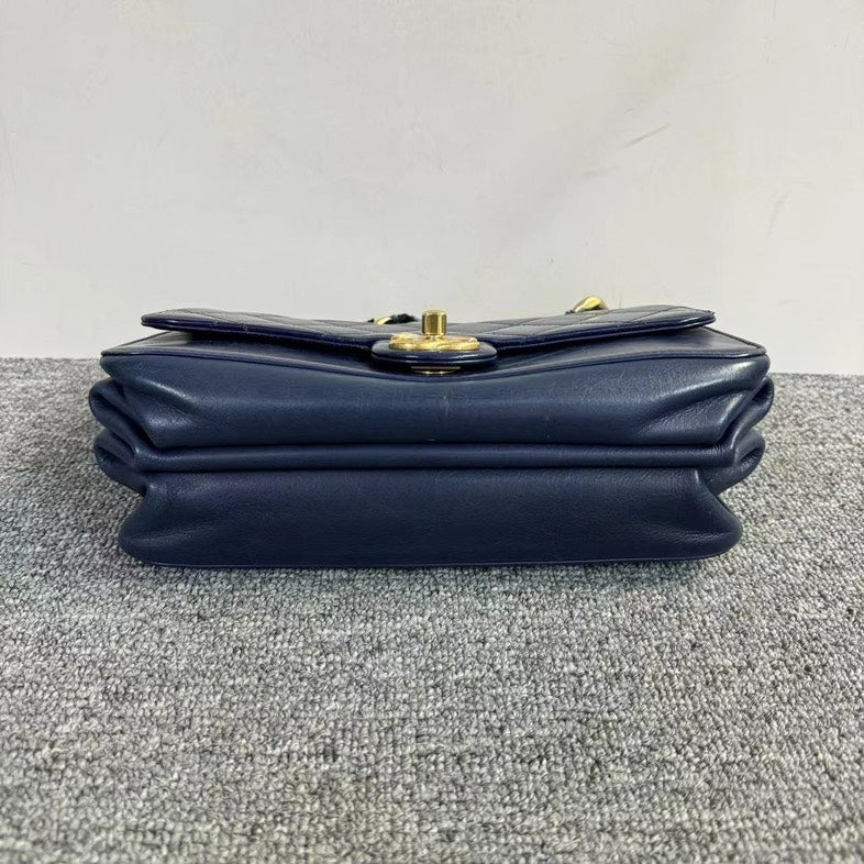 Chanel Navy Blue Quilted Leather Chain Shoulder Bag