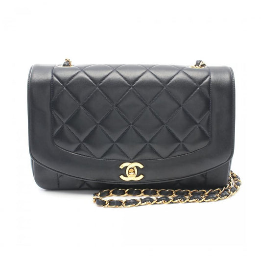 Chanel Matelasse Diana Flap Chain Shoulder Bag Lambskin Dark Navy Gold Hardware Vintage