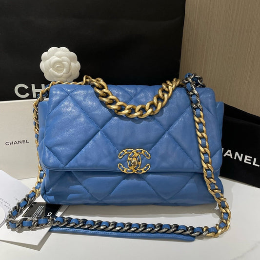 Chanel  Medium Blue Quilted Leather Shoulder Bag cm