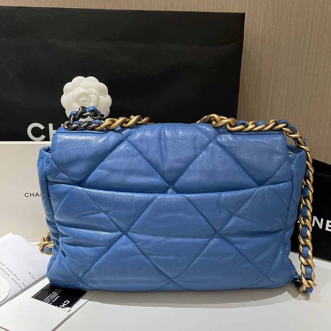 Chanel  Medium Blue Quilted Leather Shoulder Bag cm
