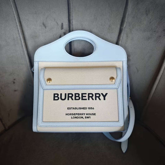 Burberry Tuscans Canvas Crossbody Bag Light Blue