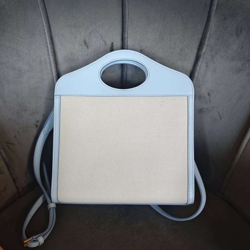 Burberry Tuscans Canvas Crossbody Bag Light Blue